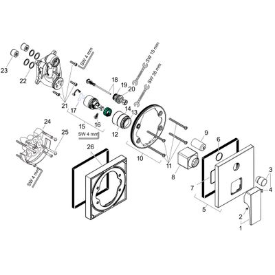 Hansgrohe Fertigset für UP-Wannenmischer Metropol, 156 x 156 x 85 mm, Farbe chrom Bild 3