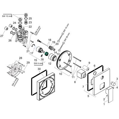 Hansgrohe Fertigset für UP-Wannenmischer Metropol, mit Sicherungskombination, 156 x 156 x 85 mm, Farbe chrom Bild 2