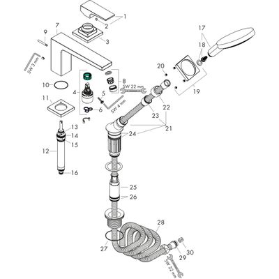 Hansgrohe Fertigset für 3-Loch Wannenrandmischer Metropol, 214 x 317 x 212 mm, Farbe chrom Bild 3
