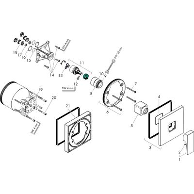Hansgrohe Fertigset für UP-Brausenmischer Metropol, 156 x 84 x 92 mm, Farbe chrom Bild 3