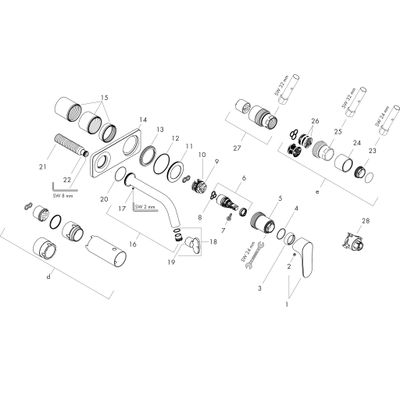 Hansgrohe Einhebel-UP-Waschtischm. Citterio M mit Platte mit kurzem Auslauf, verchromt, 167 mm, Farbe chrom Bild 2