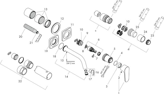 Hansgrohe Einhebel-UP-Waschtischm. Citterio M, ohne Platte, Auslauf verchromt, 227 mm, Farbe chrom Bild 2
