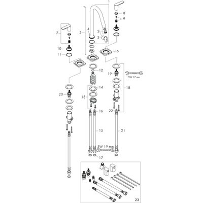 Hansgrohe Waschtischbatterie Citterio M 3-Loch mit Rosetten und kurzem Auslauf, 135 mm, Farbe chrom Bild 2