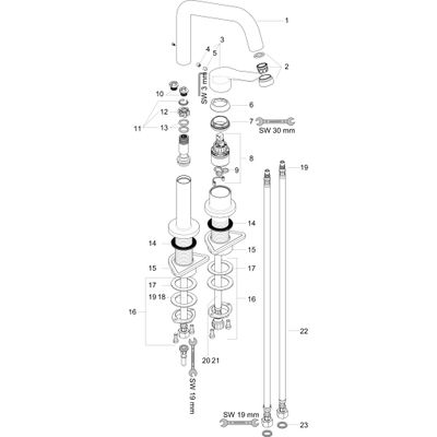 Hansgrohe 2-Loch Spültischmischer Axor Citterio M BN, mit Schwenkauslauf, Farbe nickel Bild 2