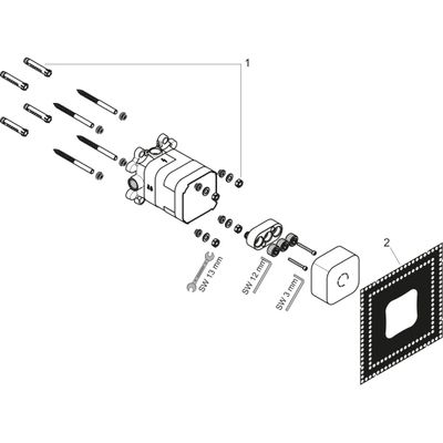 Hansgrohe Axor Grundkörper, für Kopfbrause, mit Brausearm, 2-jet Bild 3