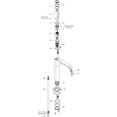 Hansgrohe Waschtischmischer 190 Axor Citterio E Highriser, ohne Zugstange BSO, Farbe silber Bild 2