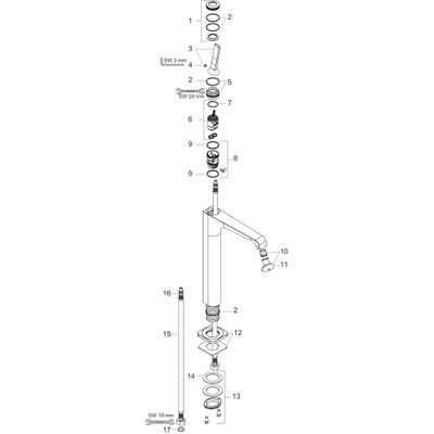 Hansgrohe Waschtischmischer 250 Axor Citterio E Highriser, ohne Zugstange BGO, Farbe gold Bild 3