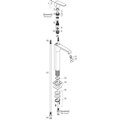 Hansgrohe Waschtischmischer 250 Axor Citterio E Highriser, ohne Zugstange Hebelgr.BB, Farbe brass Bild 2