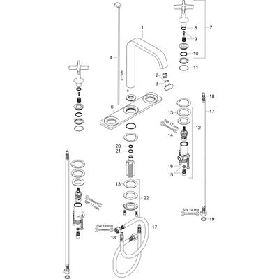Hansgrohe 3-Loch Waschtischarmatur Axor Citterio E Standmodell BGO, mit Platte, Farbe gold Bild 2