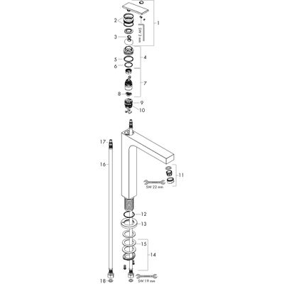 Hansgrohe Waschtischmischer 280 Axor Citterio, für Waschschüssel mit Hebelgriff, Farbe chrom Bild 2