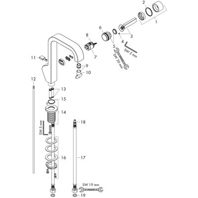 Hansgrohe Waschtischmischer Axor Citterio, mit hohem Auslauf, Farbe chrom Bild 2