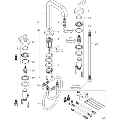 Hansgrohe 3-Loch Waschtischarmatur Axor Citterio BGO, mit Hebelgriffen, Farbe gold Bild 2