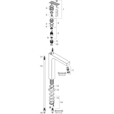 Hansgrohe Waschtischmischer 280 Axor Citterio, für Waschsch.mit Hebelgr.Rautenschliff chr, Farbe chrom Bild 2