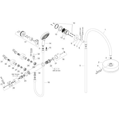 Hansgrohe Showerpipe Axor Citterio PGO, mit Thermostat Aufputz, 1639 x 476 x 534 mm, Farbe gold Bild 2