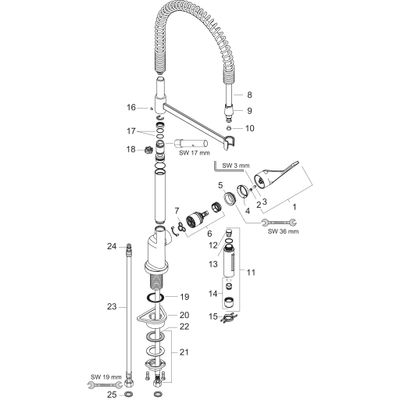 Hansgrohe Spültischmischer Axor Citterio Semi-Pro steel optik, 637 mm, Farbe silber Bild 2