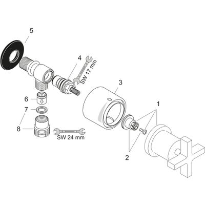 Hansgrohe Fixfit Stop Wandabsperrventil Axor Citterio, mit Kreuzgriffen, 122 mm, Farbe chrom Bild 2