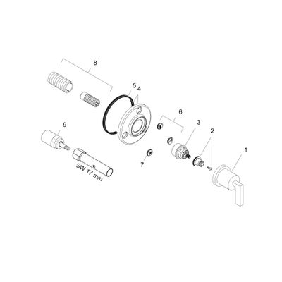 Hansgrohe Farbset Citterio verchromt Citterio mit Hebelgriffen für Vierwegeumstellung 3/4", 108 x 108 x 103 mm, Farbe chrom Bild 2