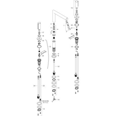 Hansgrohe 3-Loch Waschtischarmatur 200 Axor Uno Zerogriff BN, Farbe nickel Bild 3