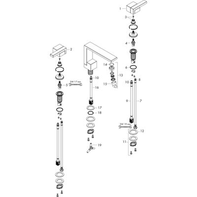 Hansgrohe 3-Loch Waschtischarmatur Axor Edge, Farbe chrom Bild 2