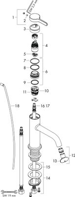 Hansgrohe Waschtischmischer 70 Axor One, mit Hebelgriff u.Zugstangen-Ablaufg.chr, Farbe chrom Bild 2