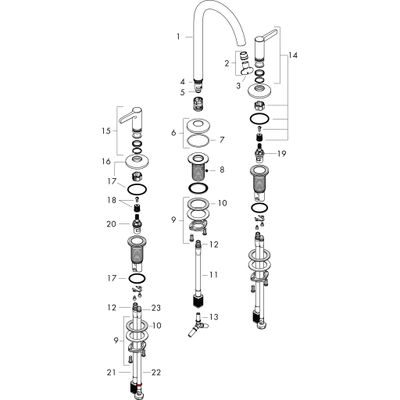 Hansgrohe 3-Loch Waschtischarmatur 170 Axor One, mit Push-Open Ablaufgarnitur, Farbe chrom Bild 2