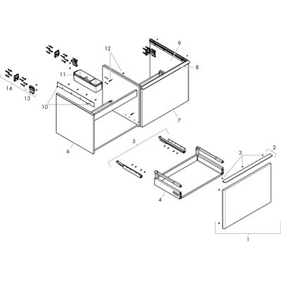 Hansgrohe Waschtischunterschrank Xelu Q ECHN 1560 x 540 mm 2SK für Kons.mit AWT ge MSW, 495 x 1560 x 570 mm, Farbe schwarz Bild 3