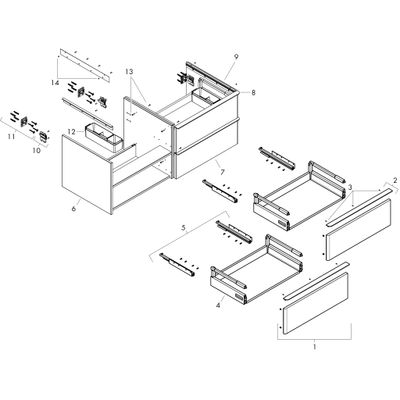 Hansgrohe Waschtischunterschrank Xelu Q DGM 1560 x 540 mm m.4SK für Kons.mit AWT chr, 495 x 1560 x 570 mm, Farbe diamantgrau Bild 2