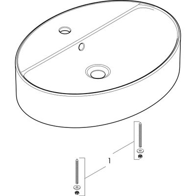 Hansgrohe Aufsatzwaschtisch Xuniva D 600 x 450 mm mit Hahnloch u.Überlauf SMC weiss, 145 x 450 mm, Farbe weiß Bild 2