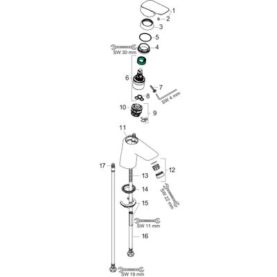 Hansgrohe Waschtischmischer Logis 70, mit Push-Open Ablaufgarnitur matt, Farbe schwarz Bild 2