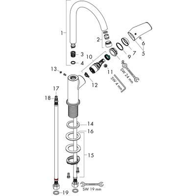 Hansgrohe Waschtischmischer 210 Logis Schwenkauslauf, ohne Ablaufgarnitur MSW, Farbe schwarz Bild 2