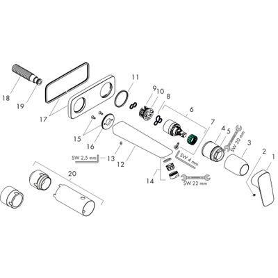 Hansgrohe 2-Loch Waschtischarmatur Unterputz Logis F-Set, 195 mm, Farbe chrom Bild 2
