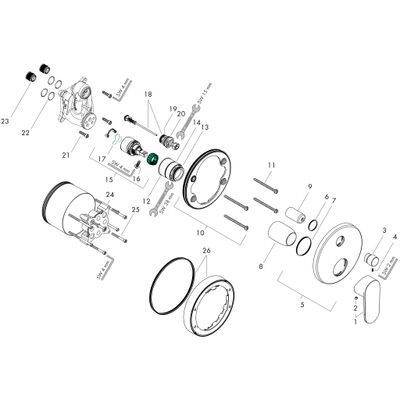 Hansgrohe Fertigset Vernis Blend verchromt, für Einhand-UP-Wannenbatterie, Farbe chrom Bild 2