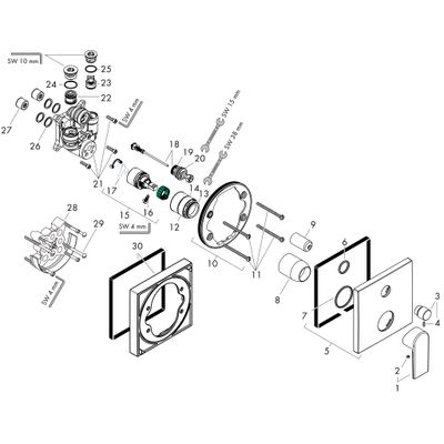 Hansgrohe Wannenmischer Unterputz Vernis Shape Fertigset mit Sicherungskombination, Farbe chrom Bild 2