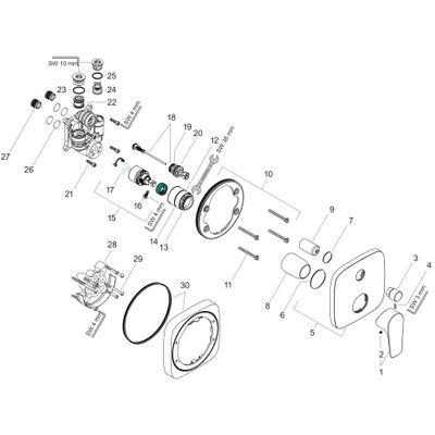 Hansgrohe Farbset Talis E verchromt für Einhand-Unterputz-Badebatterie mit Sich.Komb, 155 x 155 mm, Farbe chrom Bild 2