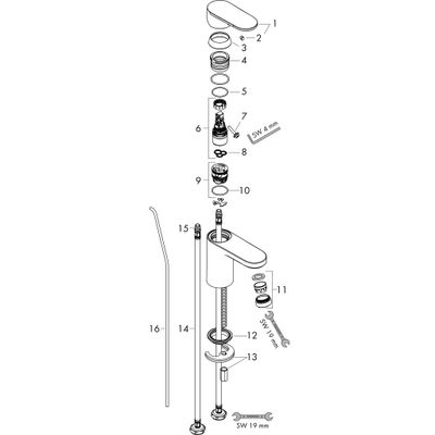 Hansgrohe Einhebel-WT-Mischer, mit Ablaufgarnitur. Metall, ComfortZone 100, Ausladung 108 mm, Farbe chrom Bild 12