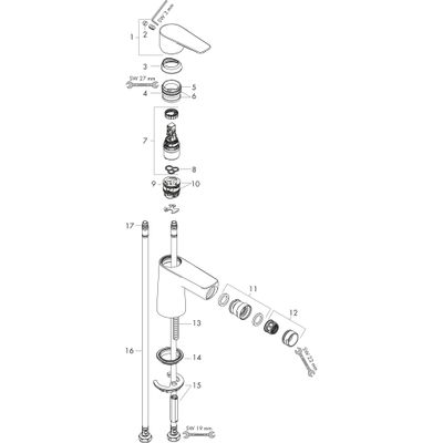 Hansgrohe Bidetmischer Talis E, mit Push-Open Ablaufgarnitur, Farbe chrom Bild 2