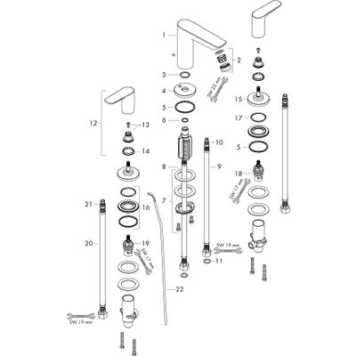 Hansgrohe 3-Loch Waschtischarmatur Talis E, Farbe chrom Bild 2