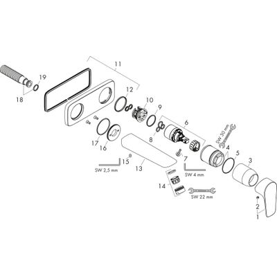Hansgrohe Farbset Talis E verchromt, für UP-Wascht. Batterie, Ausluaf, 225 mm, Farbe chrom Bild 2