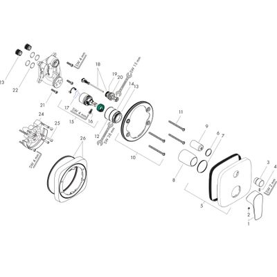 Hansgrohe Farbset Talis E verchromt für Einhand-Unterputz-Badebatterie, 155 x 155 mm, Farbe chrom Bild 2