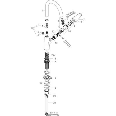 Hansgrohe Spültischmischer 220 Focus M42 1jet edelstahl-optik, 348 mm, Farbe silber Bild 2