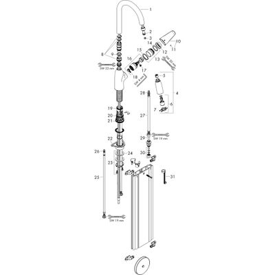 Hansgrohe Spültischmischer 180 Focus M42 Ausziehbrause 2jet sBox edelstahl-optik, 364 mm, Farbe silber Bild 4