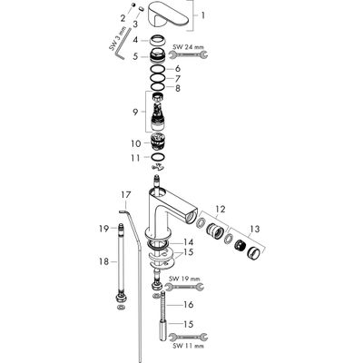 Hansgrohe Bidetmischer Rebris S, mit Zugstangen-Ablaufgarnitur MSW, Farbe schwarz Bild 3
