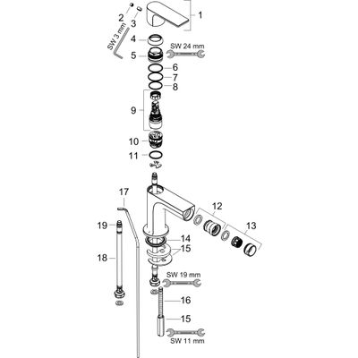 Hansgrohe Bidetmischer Rebris E, mit Zugstangen-Ablaufgarnitur, Farbe chrom Bild 3