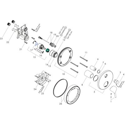 Hansgrohe Farbset Talis S verchromt für Einhand-Unterputz-Badebatterie, 151 mm, Farbe chrom Bild 2