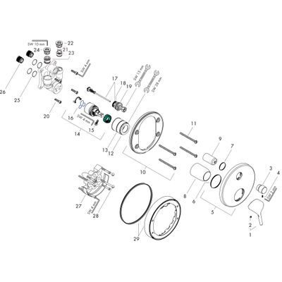 Hansgrohe Farbset Talis S verchromt für Einhand-Unterputz-Badebatterie mit Sich.Komb, 151 mm, Farbe chrom Bild 2