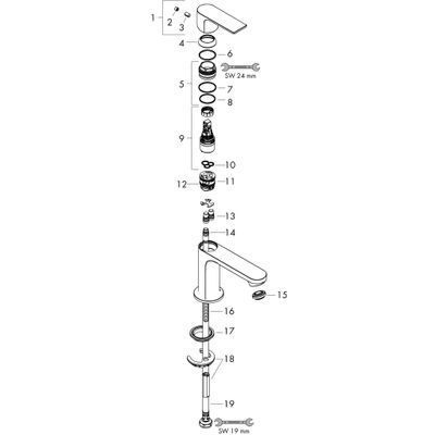 Hansgrohe Standventil 80 Rebris E, ohne Ablaufgarnitur, Farbe chrom Bild 2