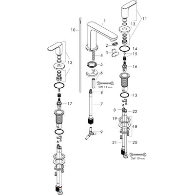 Hansgrohe 3-Loch Waschtischarmatur Rebris S, mit Zugstange, Farbe chrom Bild 2