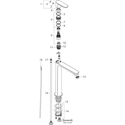Hansgrohe Waschtischmischer Rebris S 240 CoolStart EcoSmart+ mit Zugst, Farbe chrom Bild 4