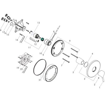 Hansgrohe Farbset Talis S verchromt für Einhand-Unterputz-Brausebatterie, 151 mm, Farbe chrom Bild 2