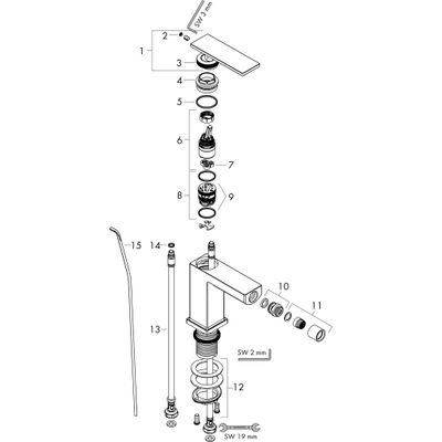 Hansgrohe Bidetmischer Tecturis E, mit Zugstangen-Ablaufgarnitur MSW, Farbe schwarz Bild 3